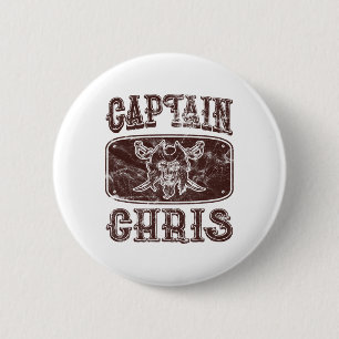  kapitein Chris gepersonaliseerde piraat ponton Ronde Button 5,7 Cm