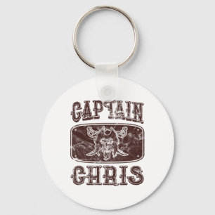 kapitein Chris gepersonaliseerde piraat ponton Sleutelhanger