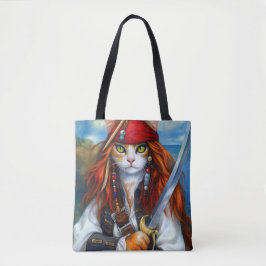 Kapitein Claws van het Azure Zee | piratenkat Tote Bag