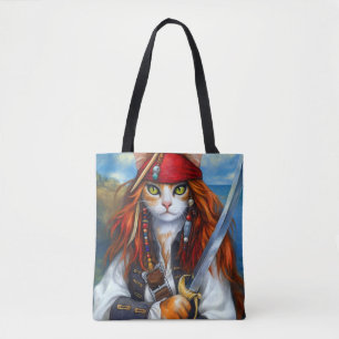 Kapitein Claws van het Azure Zee   piratenkat Tote Bag