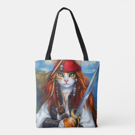 Kapitein Claws van het Azure Zee | piratenkat Tote Bag (Achterkant)