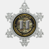 Kapitein compagniescommandant tin sneeuwvlok ornament (Voorkant)