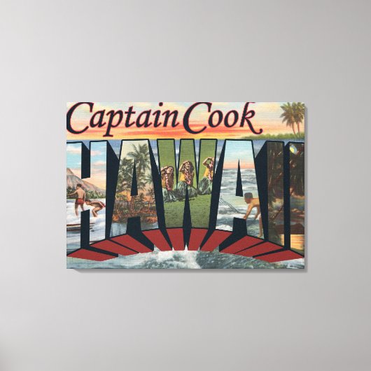 Kapitein Cook, Hawaii - Grote lettertjes Canvas Afdruk (Voorkant)