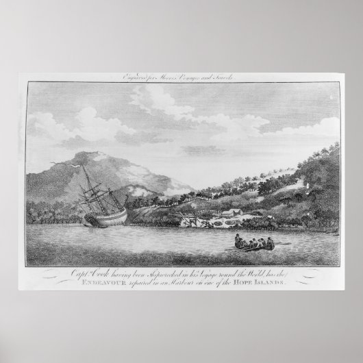 Kapitein Cook is schipbreuk geleden Poster (Voorkant)