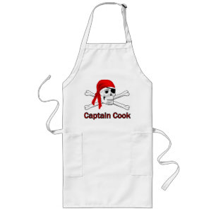 Kapitein Cook Pirate Skull & Botten Apron Lang Schort