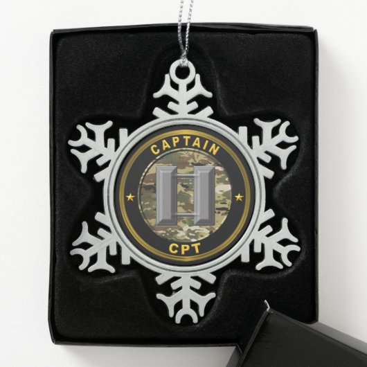 Kapitein CPT Tin Sneeuwvlok Ornament (Kistje)