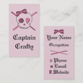 Kapitein Craty Skull & Craft Supplies (roze achter Visitekaartje (Voorkant / Achterkant)