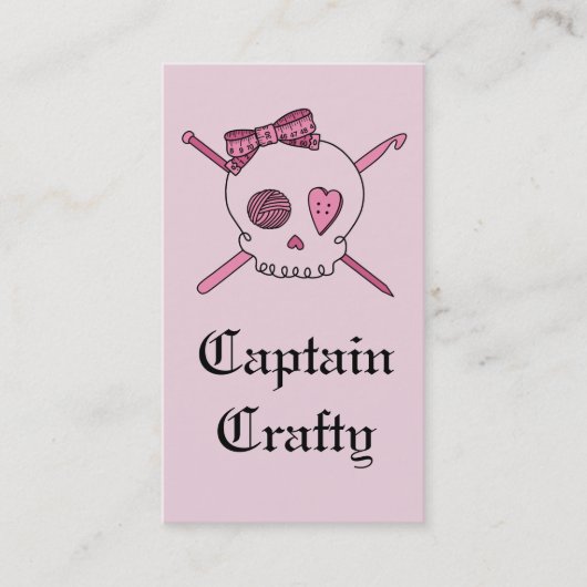Kapitein Craty Skull & Craft Supplies (roze achter Visitekaartje (Voorkant)