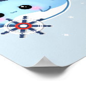 Kapitein Cute kawaii narwhal met regenboog Poster (Hoek)