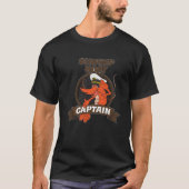 Kapitein Cute Retro Seafood Cartoon Pra T-shirt (Voorkant)