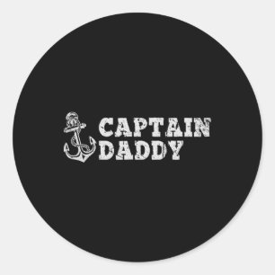 Kapitein Daddy Zeilen Bootvaren Vintage Bootanker Ronde Sticker