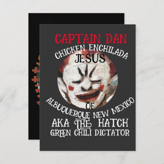 KAPITEIN DAN CHICKEN ENCHILADA JESUS ALBUQUERQUE N UITNODIGING BRIEFKAART (Voorkant / Achterkant)