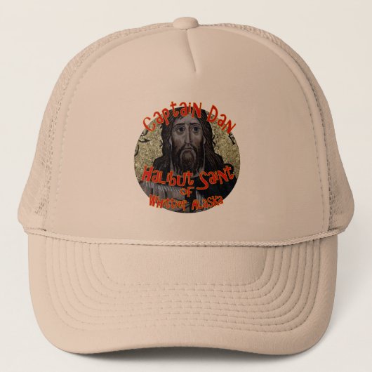 Kapitein Dan de Heilbot Heilige van Whittier Alask Trucker Pet (Voorkant)
