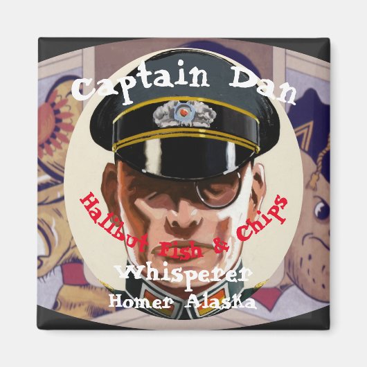 Kapitein Dan de vis Whisperer Whittier Alaska Magneet (Voorkant)