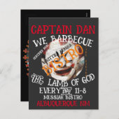 KAPITEIN DAN WE BARBECUE HET LAM VAN GOD ELKE DAG FEESTDAGENKAART (Voorkant / Achterkant)