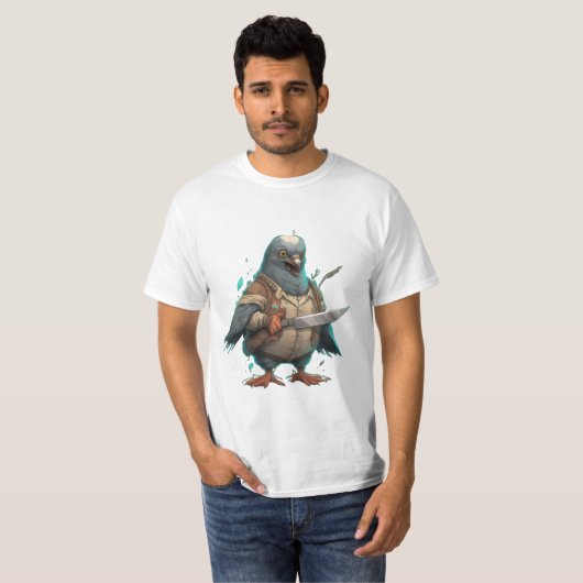 "Kapitein Duiven" klaar voor een aanval T-shirt (Voorkant volledig)