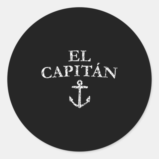 Kapitein El Capitan Anchor Boat Sail Ronde Sticker (Voorkant)