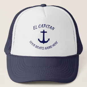 Kapitein El Capitan Blauwe Anker  met  Naam van he Trucker Pet