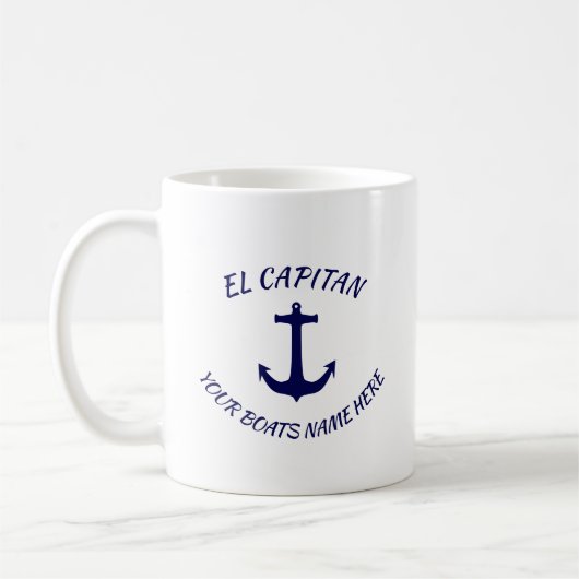 Kapitein El Capitan Blue Anchor met Boats Name Koffiemok (Links)