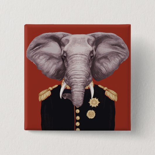 Kapitein Elephant Vierkante Button 5,1 Cm (Voorkant)