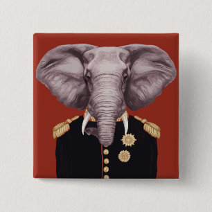 Kapitein Elephant Vierkante Button 5,1 Cm