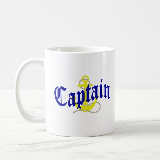 Kapitein en anker van de boot koffiemok (Links)