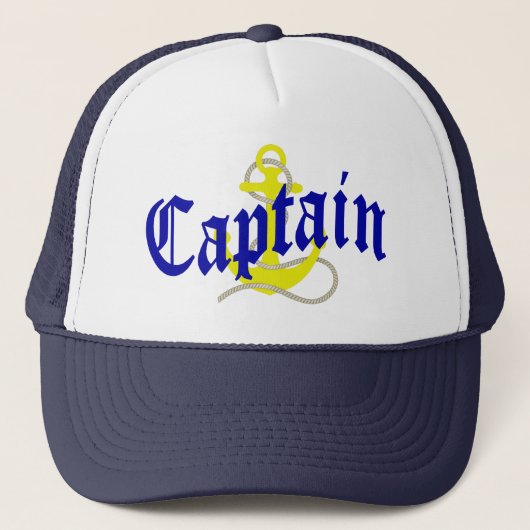 Kapitein en anker van de boot trucker pet (Voorkant)