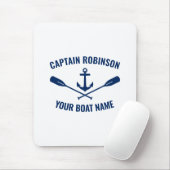 Kapitein en naam van schip blauw op de Nautische a Muismat (Met muis)