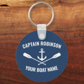 Kapitein en naam van schip blauw op de Nautische a Sleutelhanger (Voorkant)