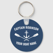Kapitein en naam van schip blauw op de Nautische a Sleutelhanger (Achterkant)