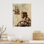 kapitein en schip poster (Keuken)