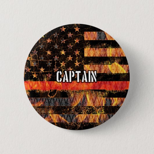 Kapitein Firefighter Vlag Ronde Button 5,7 Cm (Voorkant)