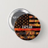 Kapitein Firefighter Vlag Ronde Button 5,7 Cm (Voorkant /achterkant)