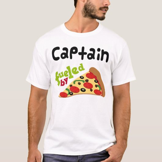 Kapitein (Funny) Pizza T Shirt (Voorkant)