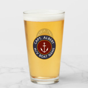 Kapitein, gepersonaliseerd Maroon Anchor Logo Glas