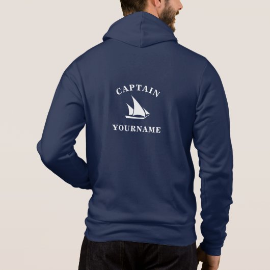 Kapitein Gepersonaliseerd Nautische Zeilboot Sweat Hoodie (Achterkant)