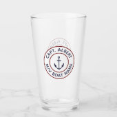 Kapitein, gepersonaliseerd wit blauw anker Logo gl Glas (Voorkant)
