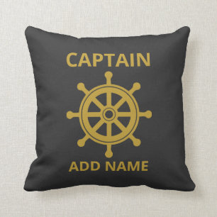 Kapitein Gold Ship Wheel Naam toevoegen Kussen