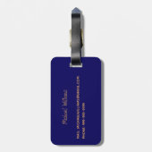 Kapitein goud nautisch anker op koninklijk blauw bagagelabel (Achterkant verticaal)