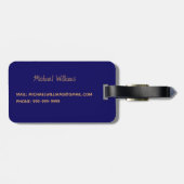 Kapitein goud nautisch anker op koninklijk blauw bagagelabel (Achterkant horizontaal)