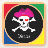 Kapitein "Grace" en Piraten - Schaaleiland/Meisjes Kartonnen Onderzetters (Voorkant)