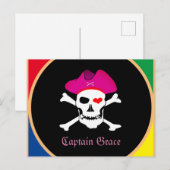 Kapitein "Grace" & Piraten - Schateiland /Meisjes Briefkaart (Voorkant / Achterkant)