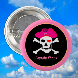 Kapitein "Grace" & Piraten - Schateiland /Meisjes Ronde Button 3,2 Cm
