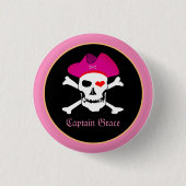 Kapitein "Grace" & Piraten - Schateiland /Meisjes Ronde Button 3,2 Cm (Voorkant)