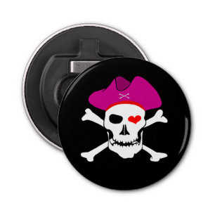 Kapitein Grace & Pirates Flag, schedel-/boerenpart Button Flesopener