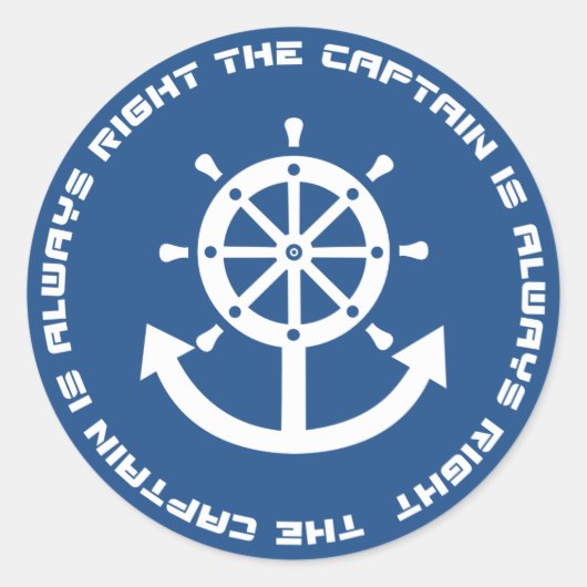 Kapitein heeft altijd gelijk ronde sticker (Voorkant)