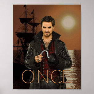 Kapitein Hook Comic Sunset Poster