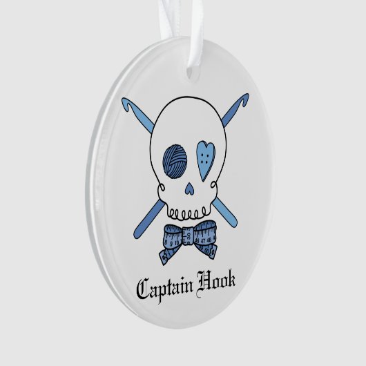 Kapitein Hook - Kroesschedel (blauw) Ornament (voorkant)