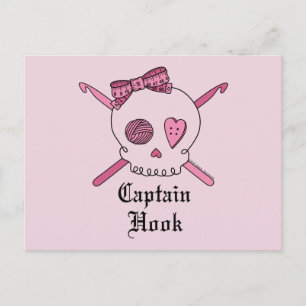Kapitein Hook Skull & Crochet Hooks (Roze achterzi Briefkaart