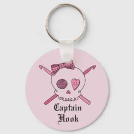 Kapitein Hook Skull & Crochet Hooks (Roze achterzi Sleutelhanger